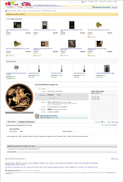 jayne.d.wylde's eBay Listing Using our 1982 Gold Half Sovereign Photograph